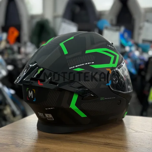 Шлем мото модуляр Мототека ( MOTOTEKA ) TQ 901 BLACK/GREEN XL | Мототека