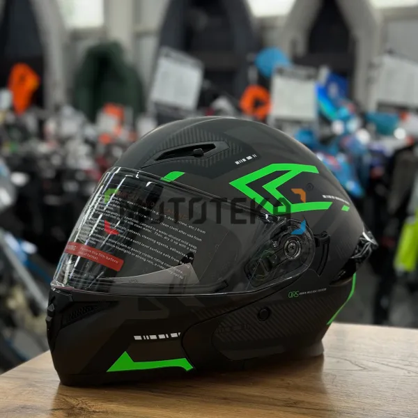 Шлем мото модуляр Мототека ( MOTOTEKA ) TQ 901 BLACK/GREEN XL | Мототека